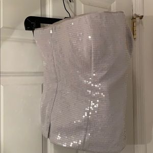 WHBM Gray Sequined Bustier Sz 8